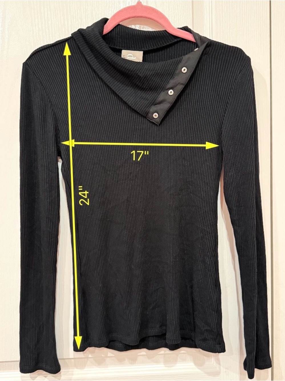 Anthropologie Dolan Black Ribbed Button Shoulder Top - Picture 6 of 6